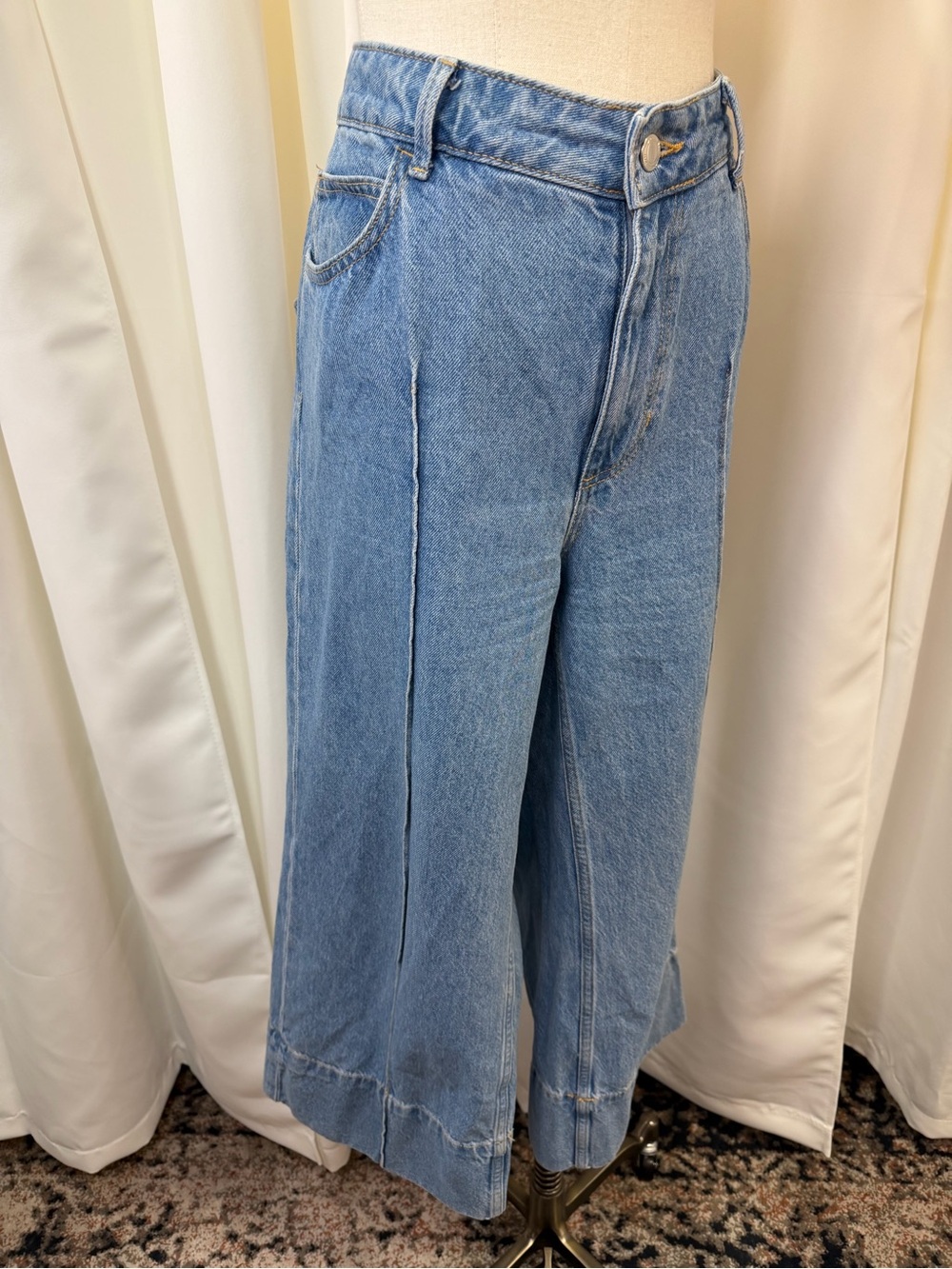 Wide Leg Flare Jeans in Light Blue - Picture 7 of 15